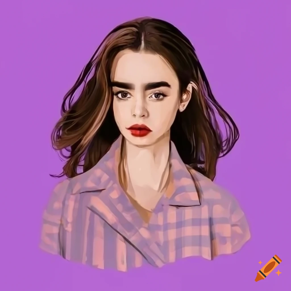 Lily Collins In A Modern Simple Illustration Style Using The Pantone Spring Fashion Color