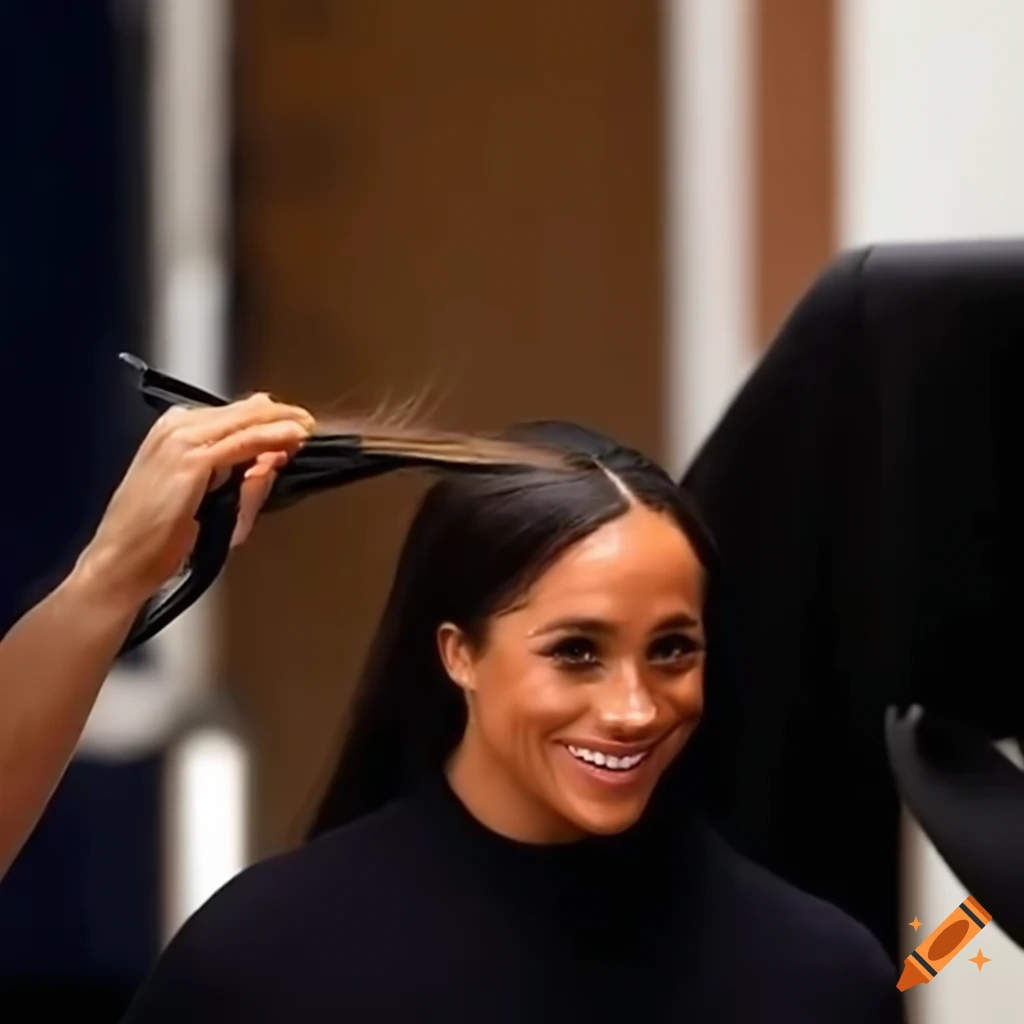 Stylist Trimming Long Hair On A Meghan Markle Styling Head