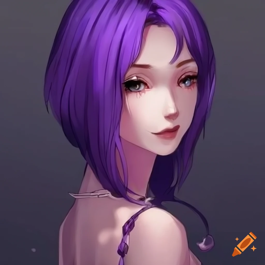 Mature Anime Woman With Purple Hair