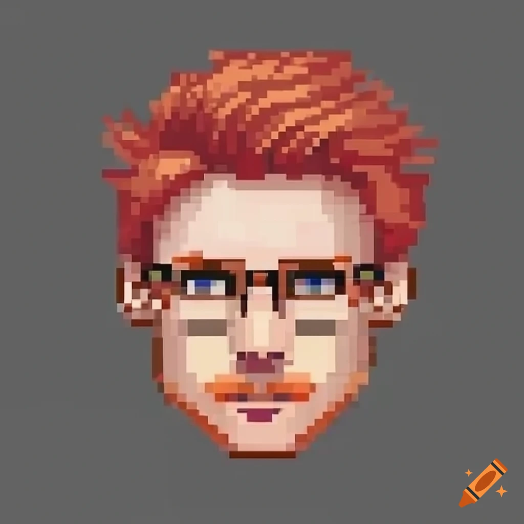 Pixel Art Of A White Red Headed Man With Glasses On Craiyon