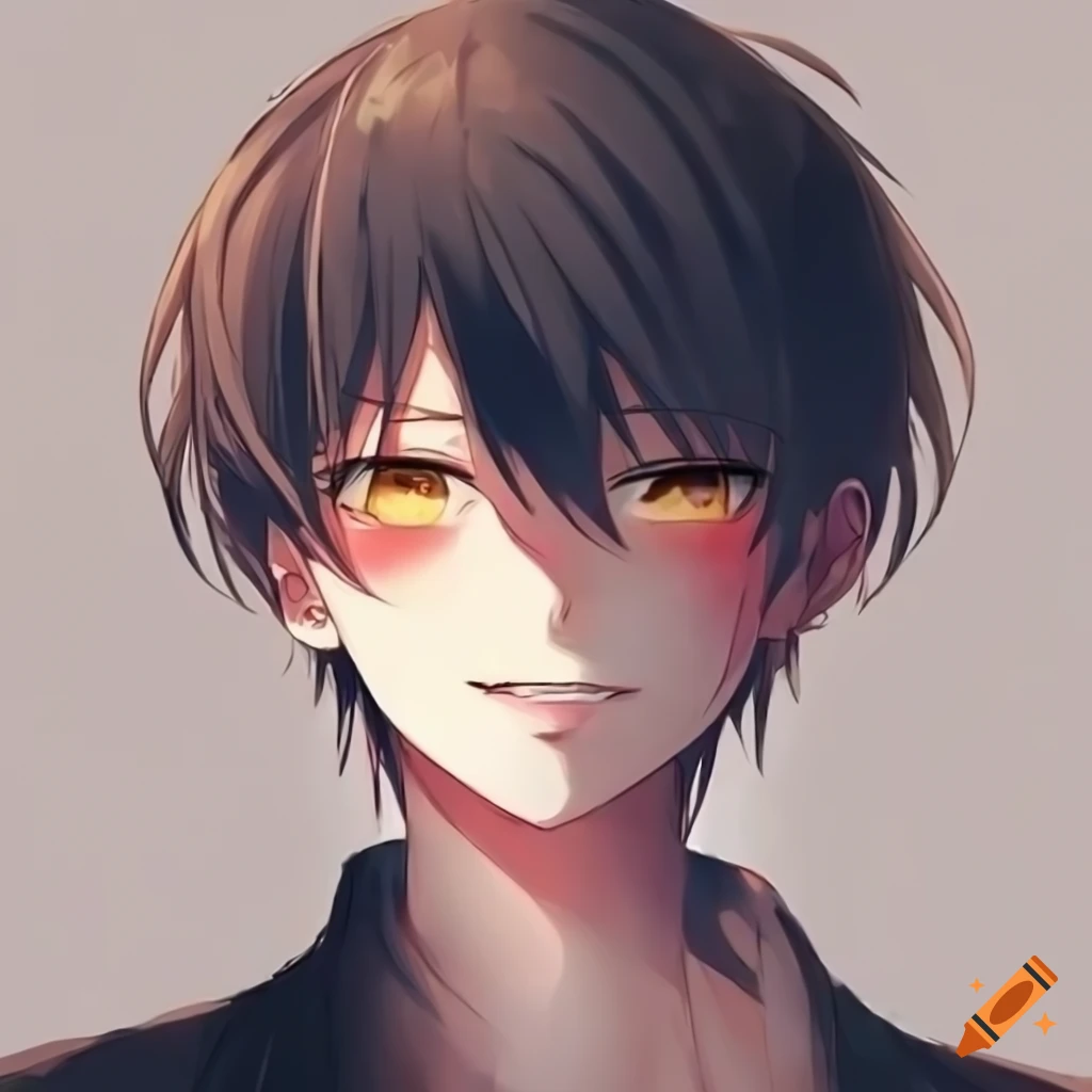 evil anime boy with red eyes