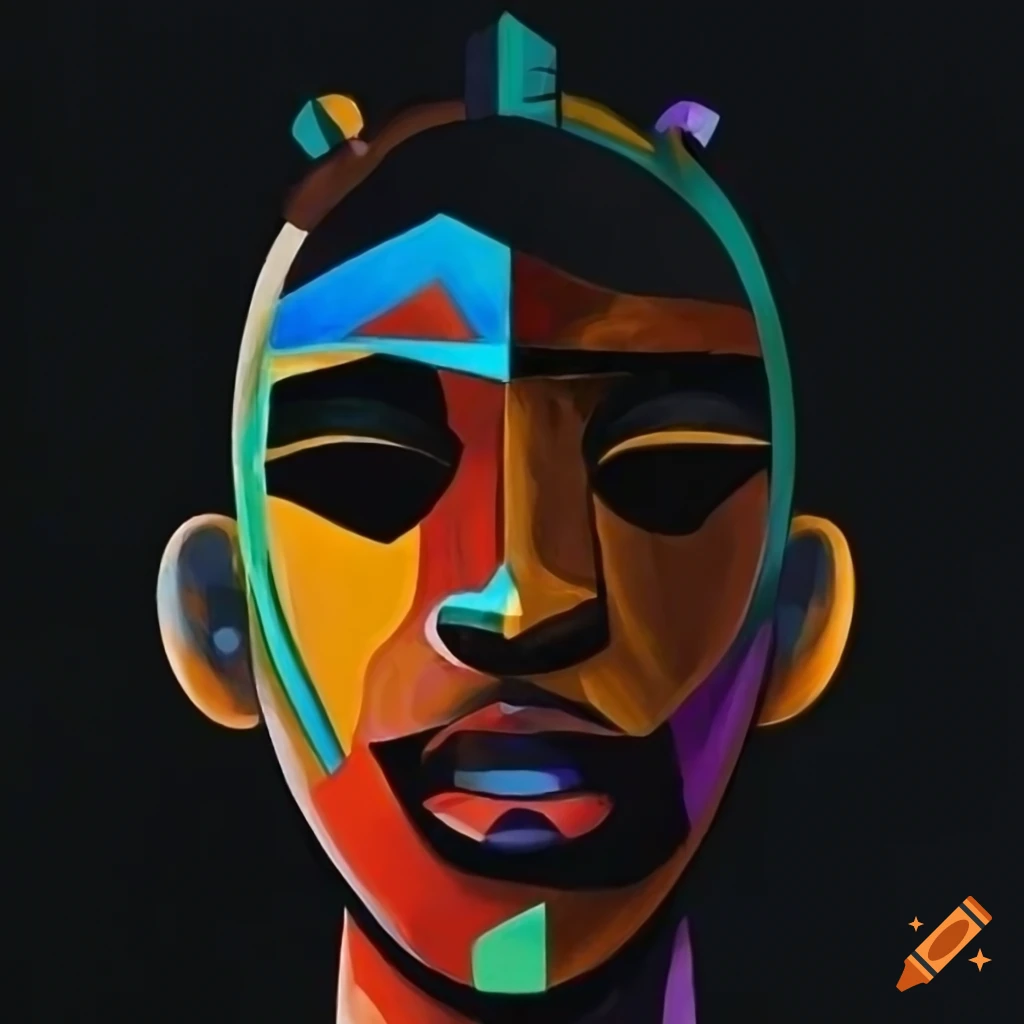 cubist-style abstract artwork of a black man
