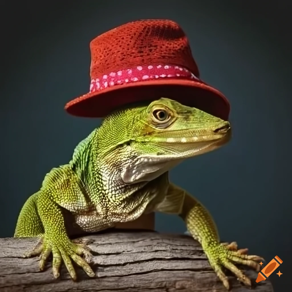 Lizard wearing hat on Craiyon