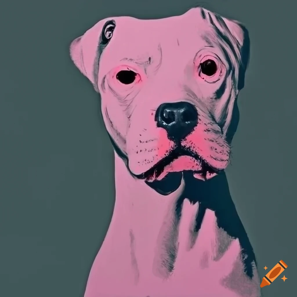 Portrait of a dogo argentino dog in andy warhol style