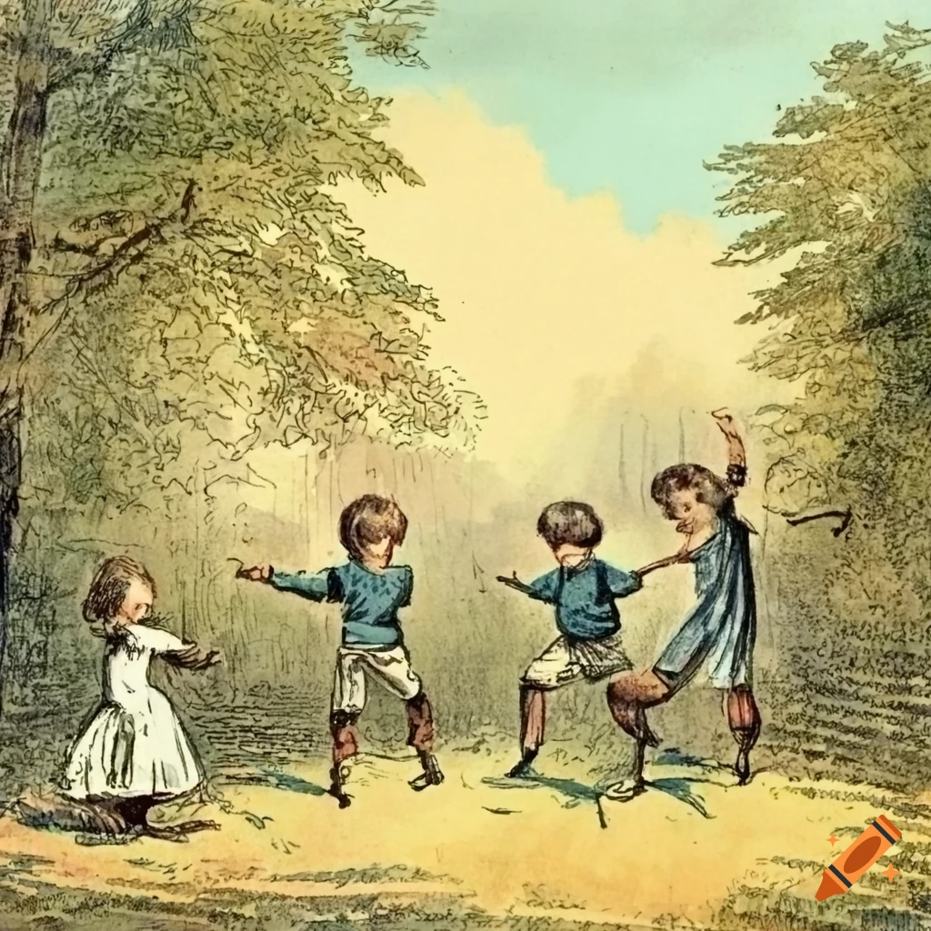 Free: Hand drawn children playing in the park - nohat.cc