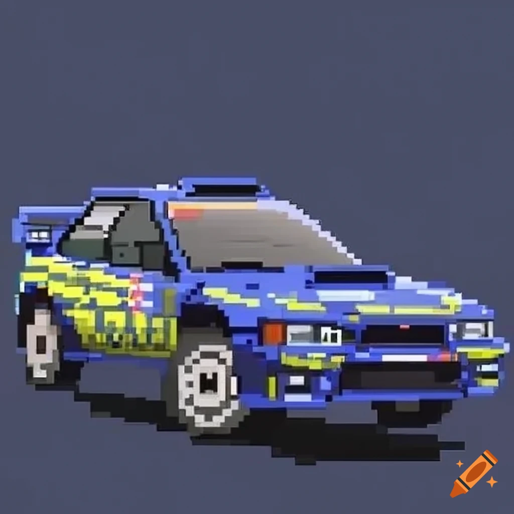 Pixel art of Colin McRae's Subaru 555 rally car in a 20 x 20 grid on ...