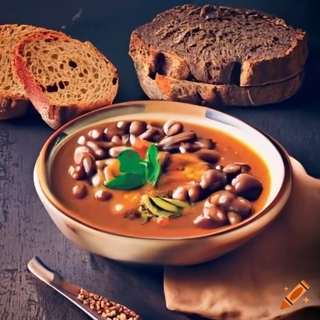 South african dish with tribe and whole grain steam bread and many