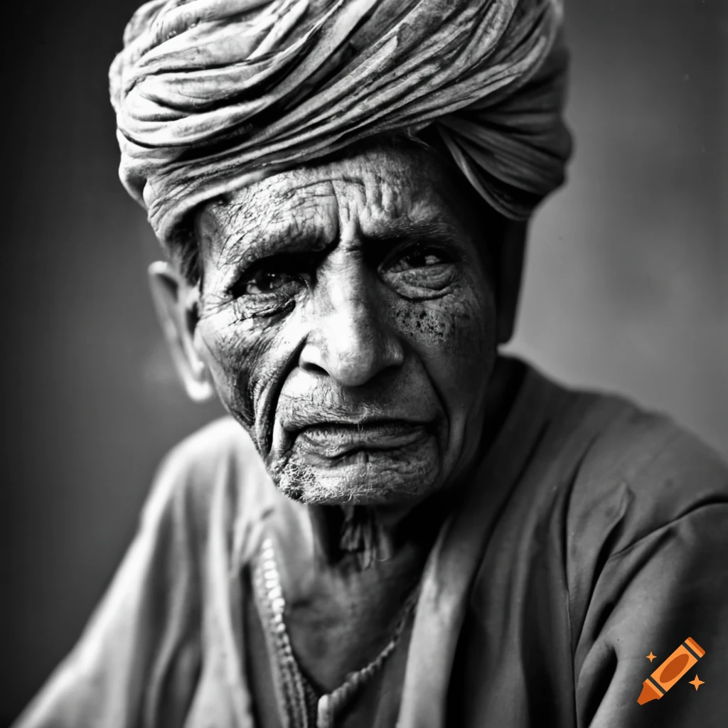 Black & white photograph portrait of sad but determined pakistani ...