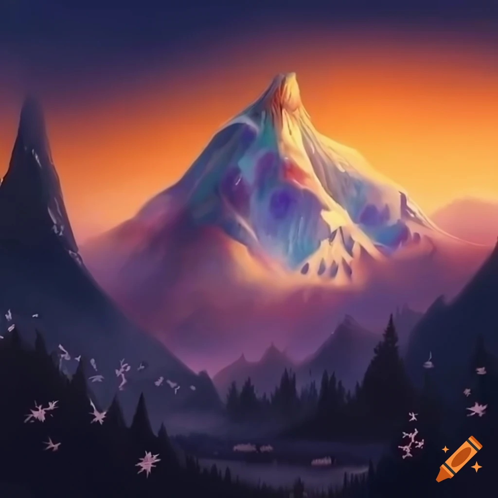 snow capped mountains illustration