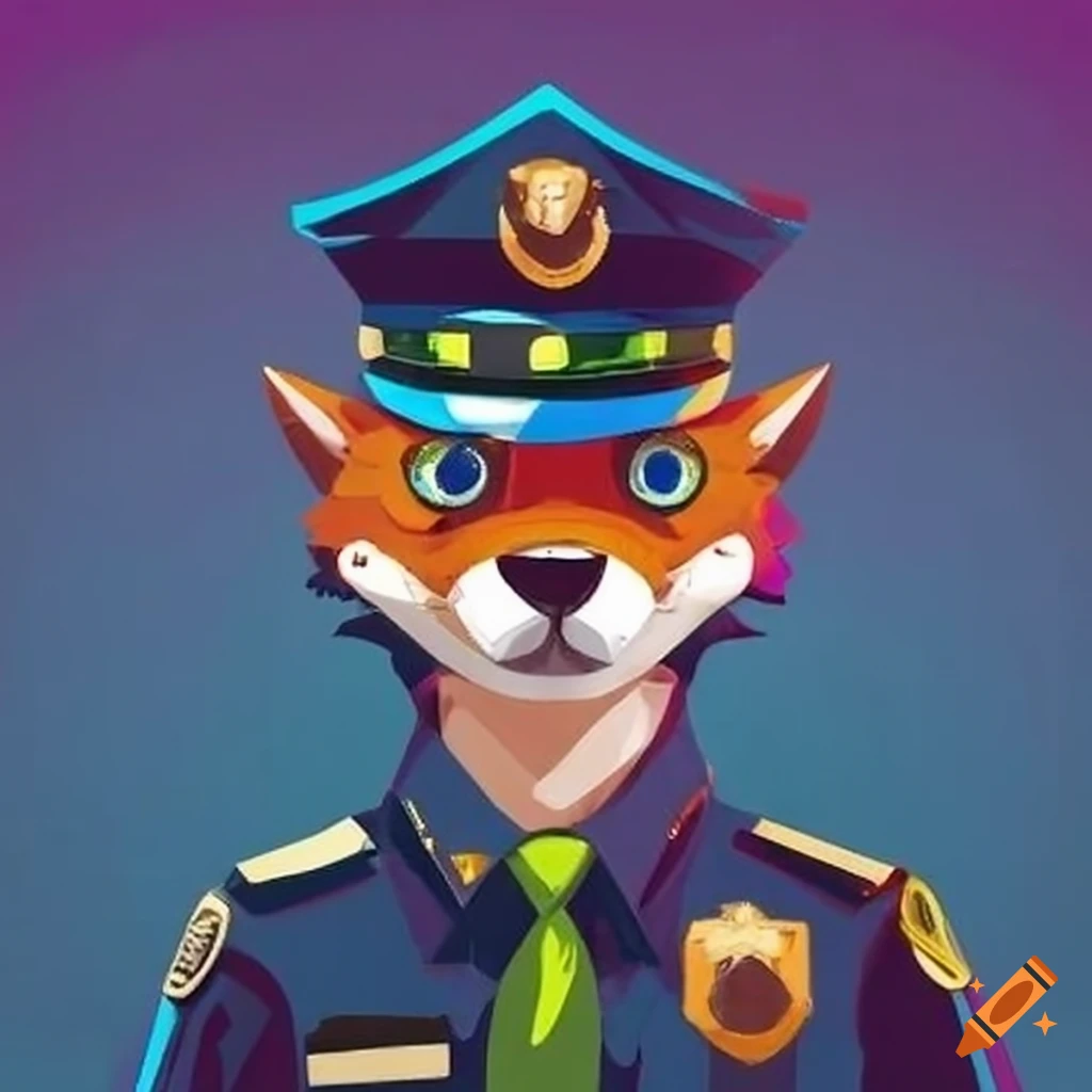 Fox police uniform salute proud