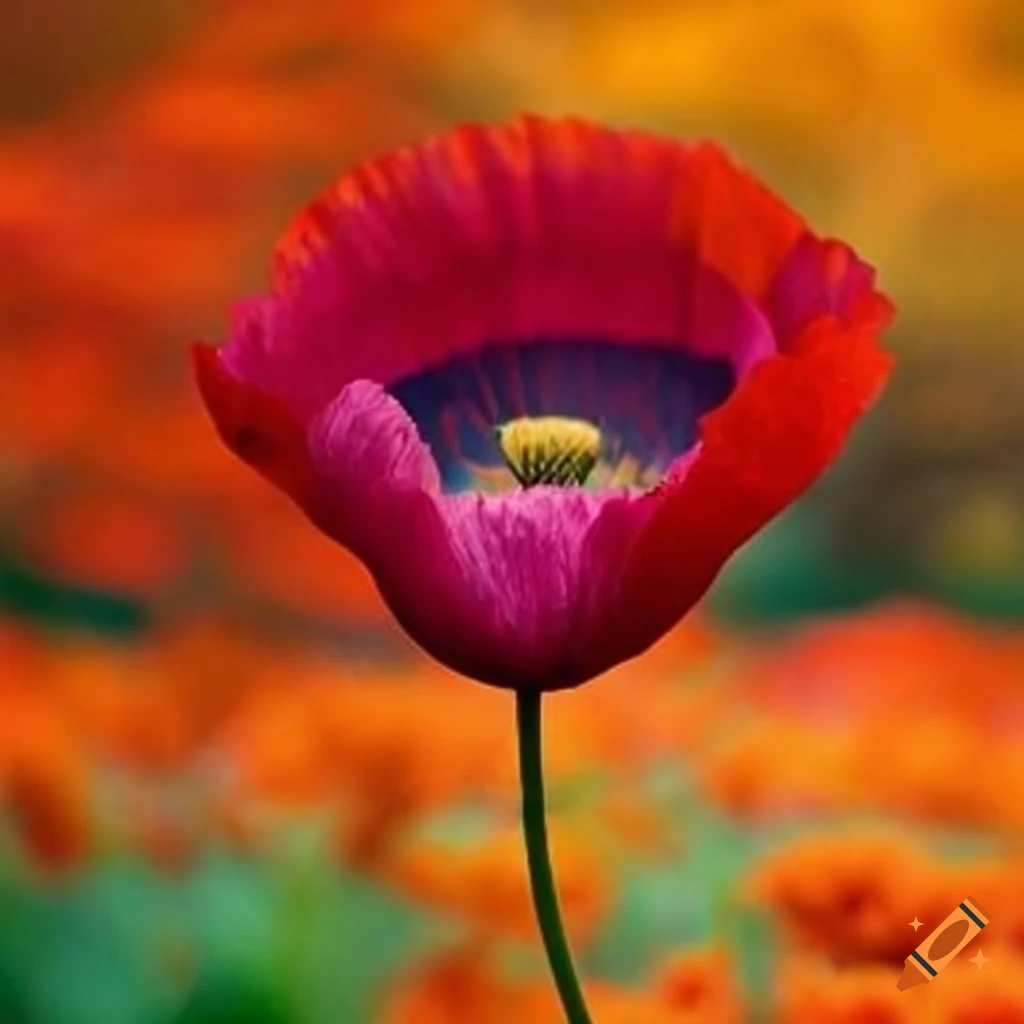 Earth color giant poppy flower purplr