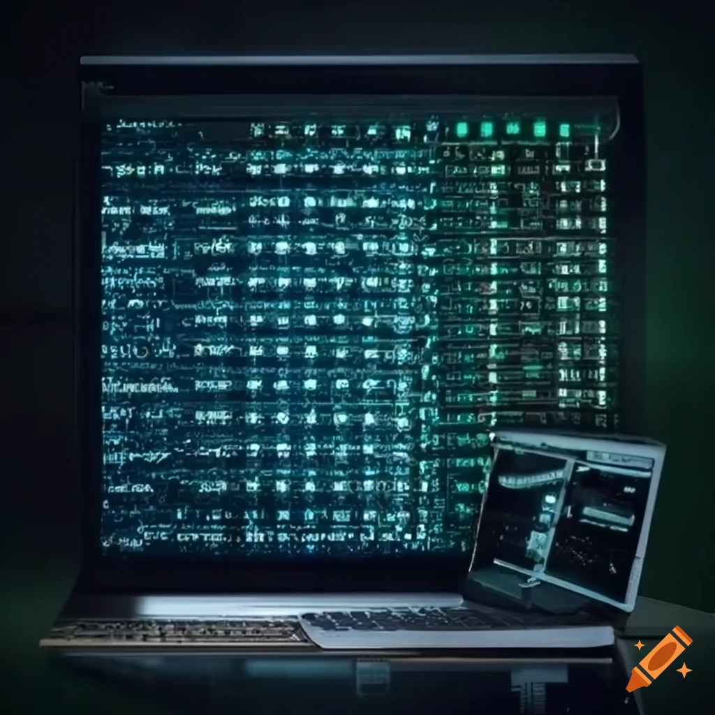 A very complex computer science code on a computer on Craiyon