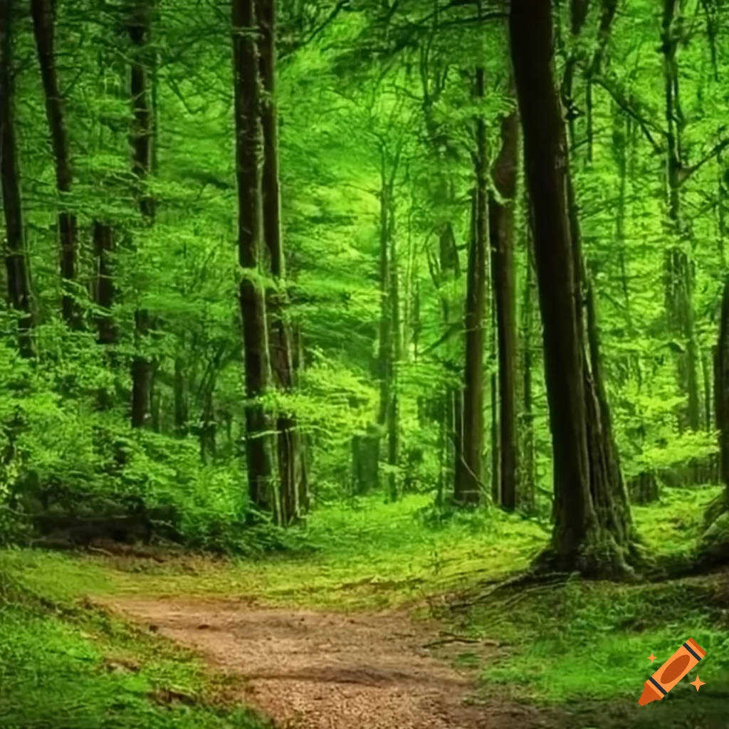Green forest, sharp focus, detailed