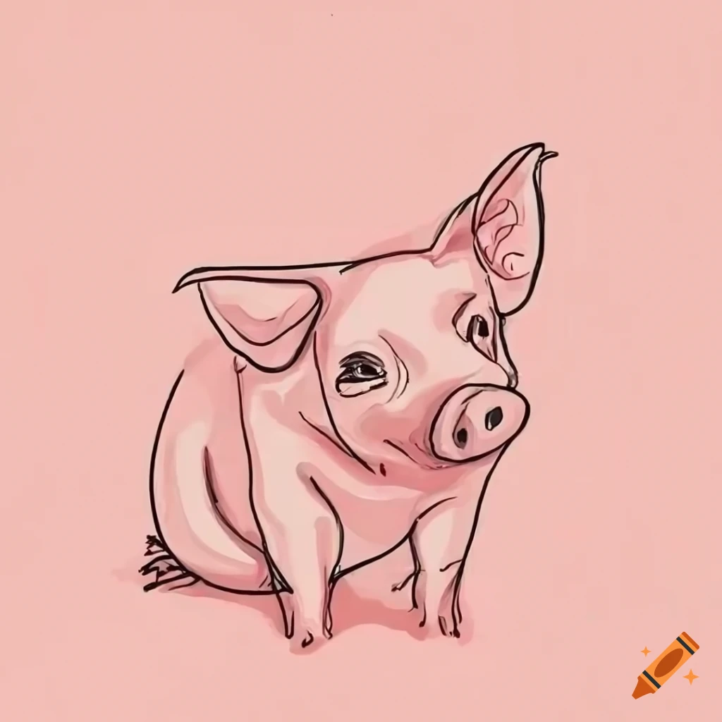 Pig Drawing Outline On White Background Stock Vector (Royalty Free)  1282130134 | Shutterstock