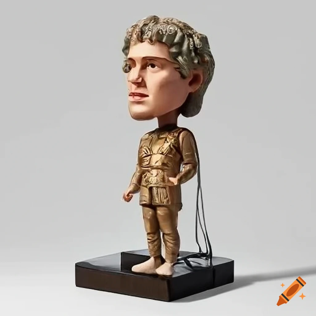 A full body bobblehead figure of Alexander the great