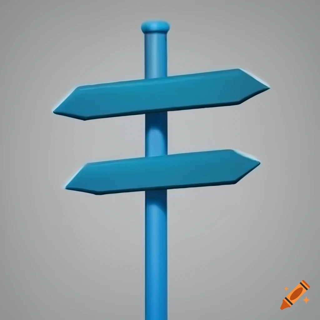 Blue signpost against white background