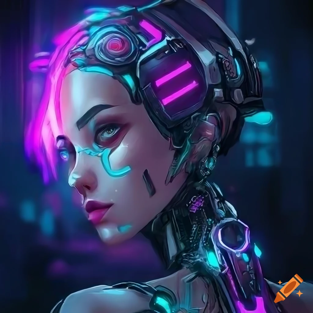 Wallpaper girl, art, beautiful, cyberpunk girl for mobile and