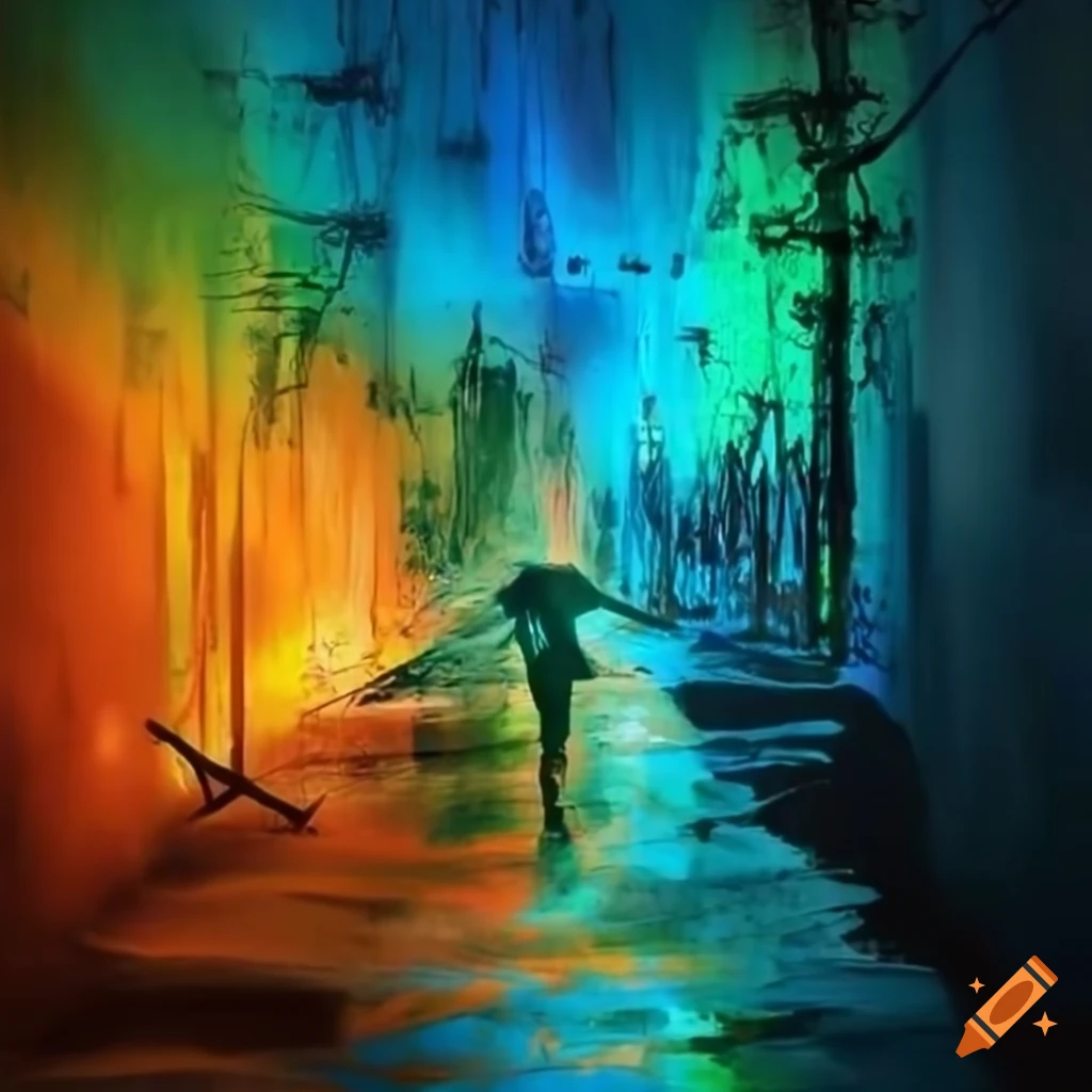 Latinamerica 2023 conceptual future present and past green blue orange neon