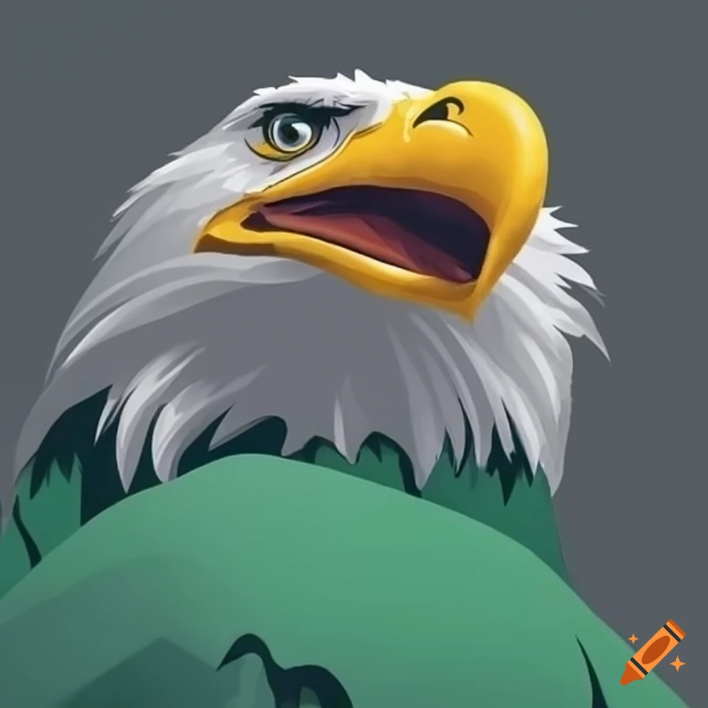 green cartoon eagle head