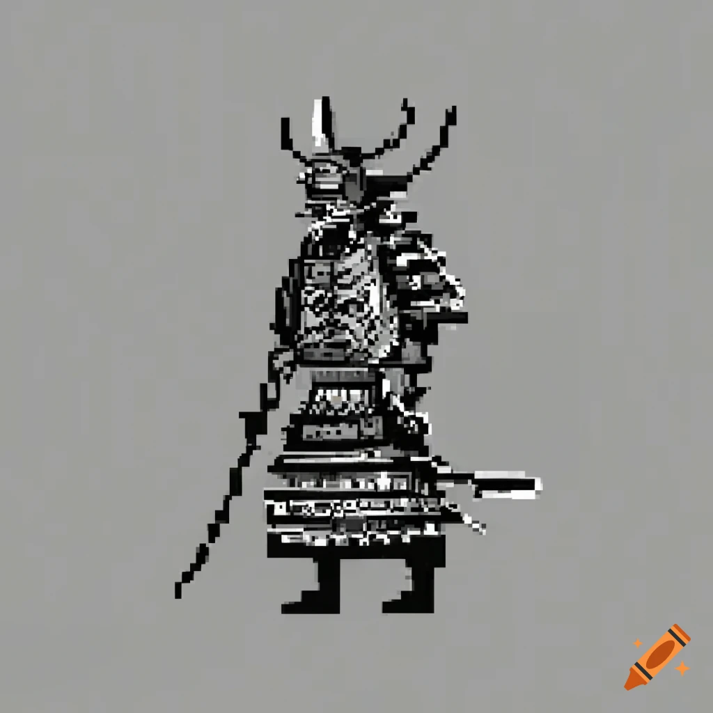 Minimal pixel art samurai on Craiyon