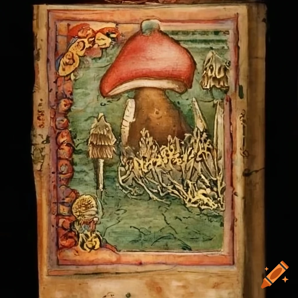 a medieval illuminated manuscript of instructions for growing mushrooms