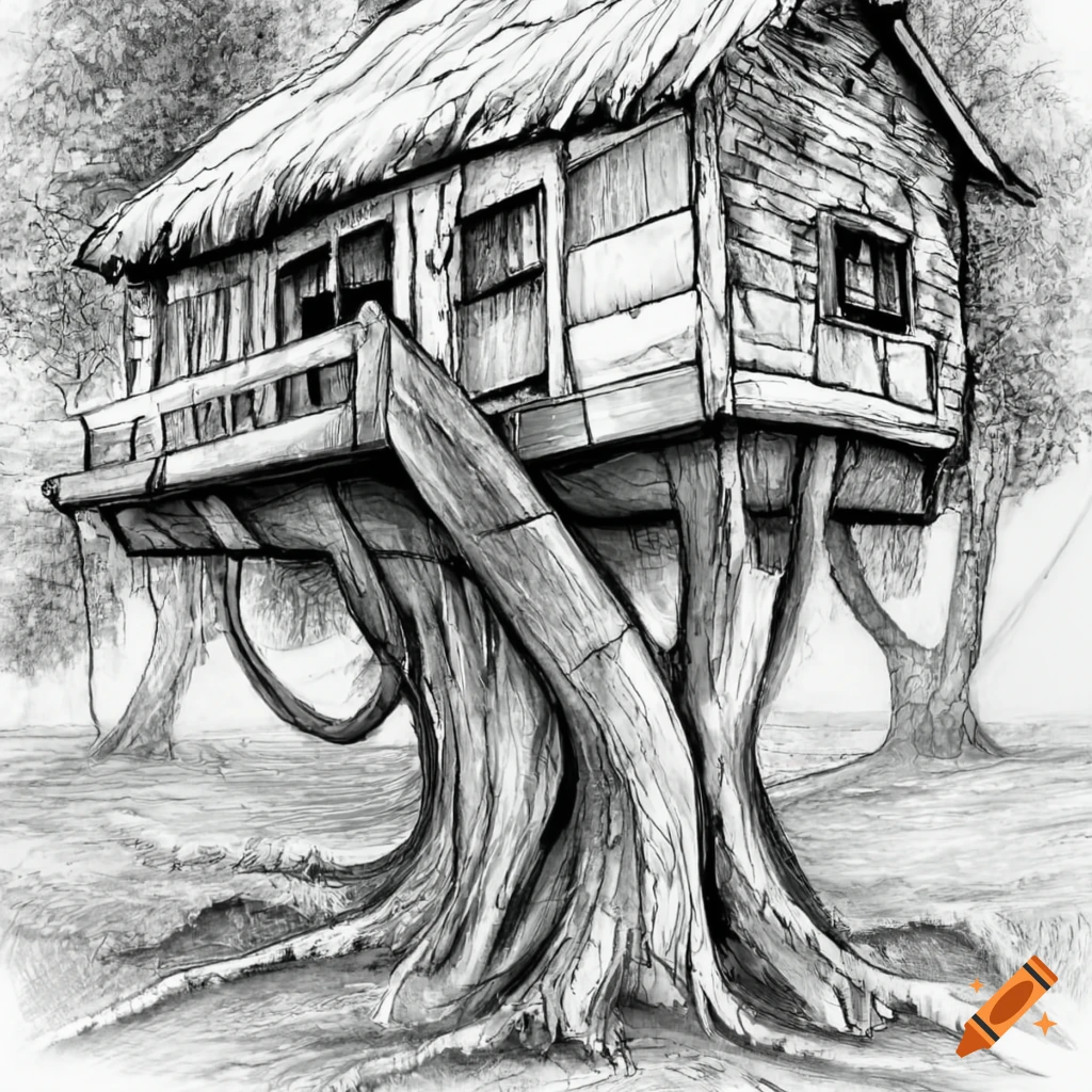 Hand Tree House Drawings For Kids - Kids Art & Craft