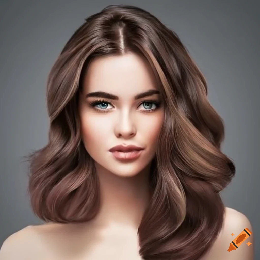 Beautiful young woman shoulder-length brown hair on Craiyon