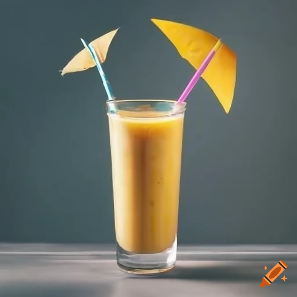 Smoothie with mango, pineapple, banana, peaches, coconut water blended