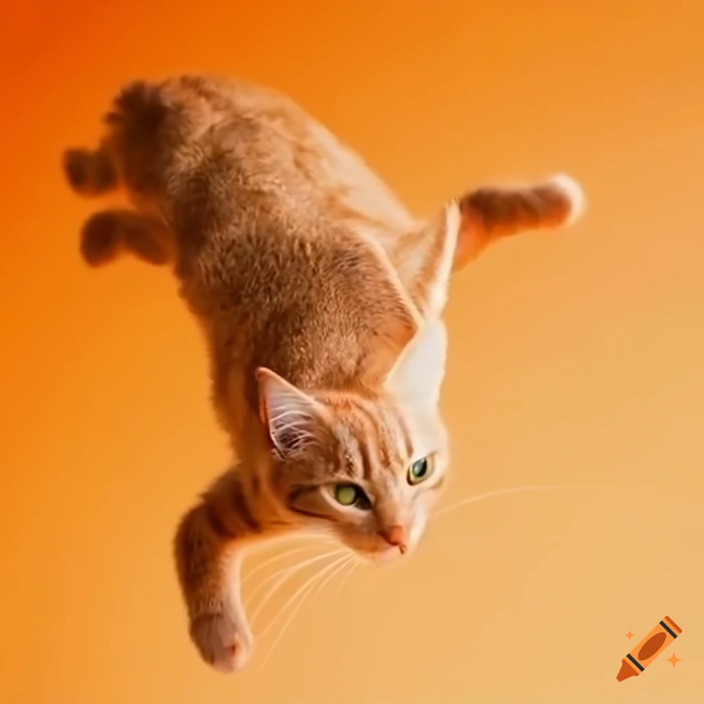 Orange cat jumping around