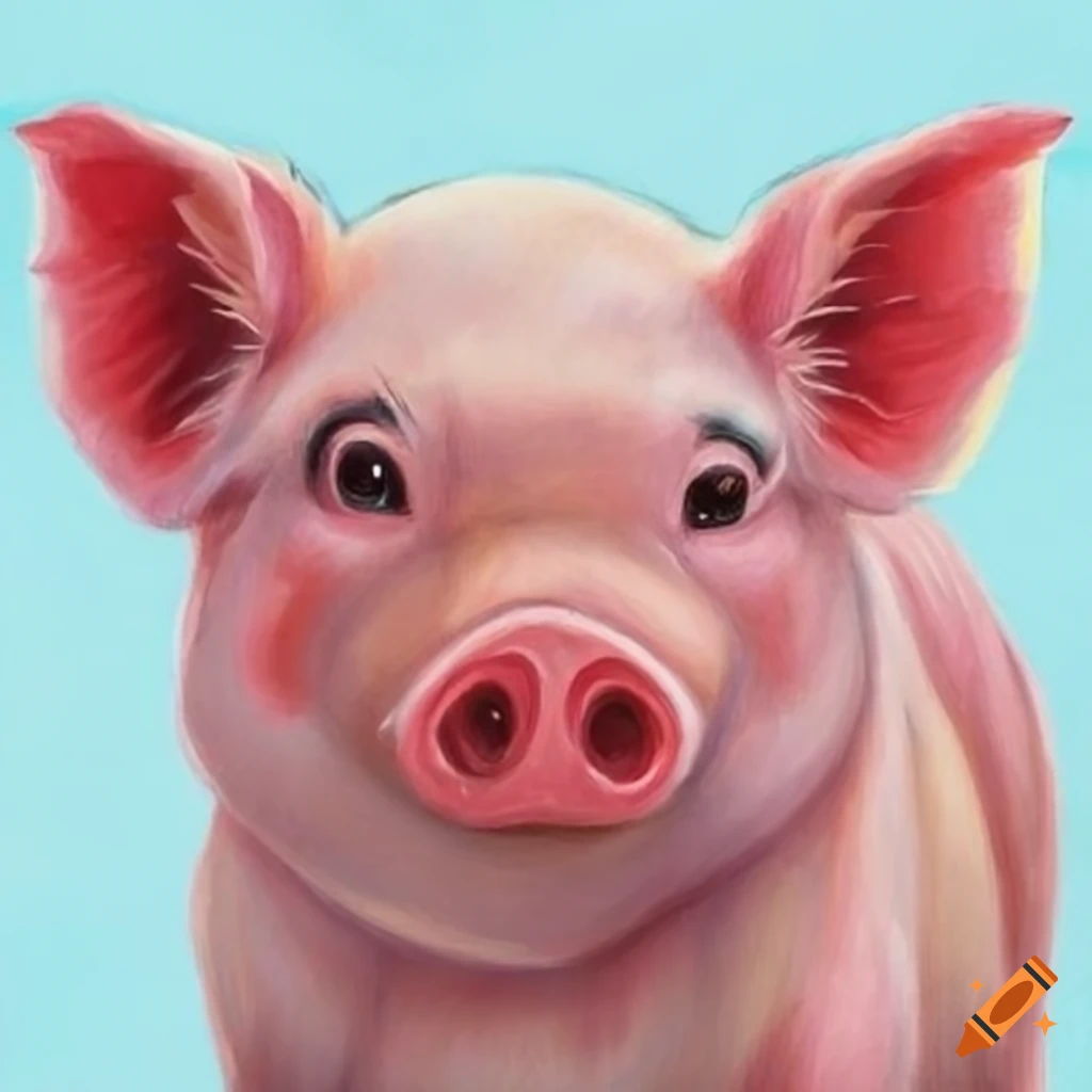 Cute pig, realistic color pencil on Craiyon