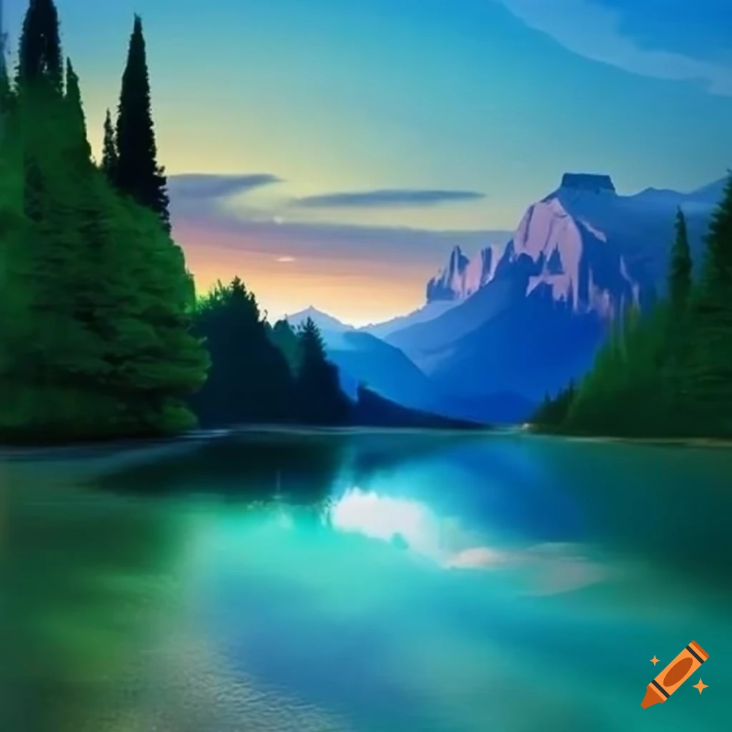 Schöne landschaft mit fluss