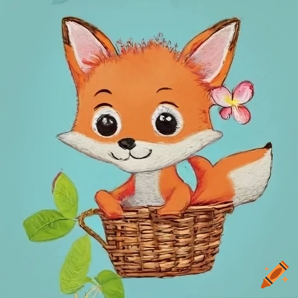 How To Draw A Cute Fox  Oil Pastel Art for Kids 