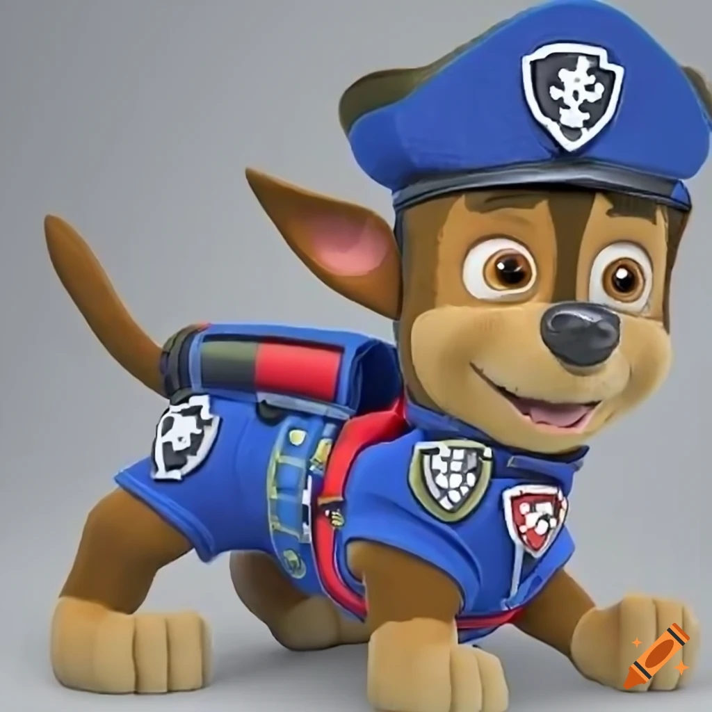 Chase paw patrol wearing pirate hat and a dog paw pattern bandana on his  neck on white background on Craiyon