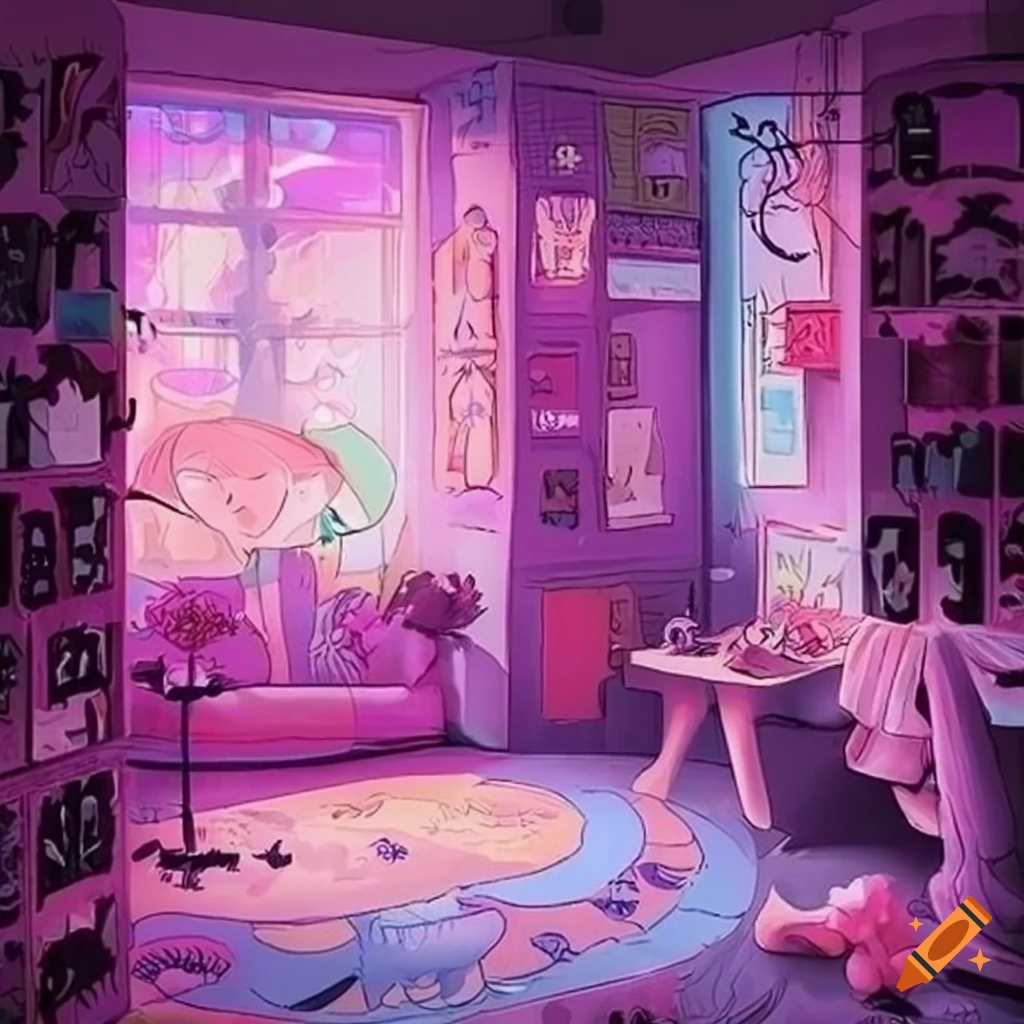 Anime-inspired pastel goth aesthetic room on Craiyon