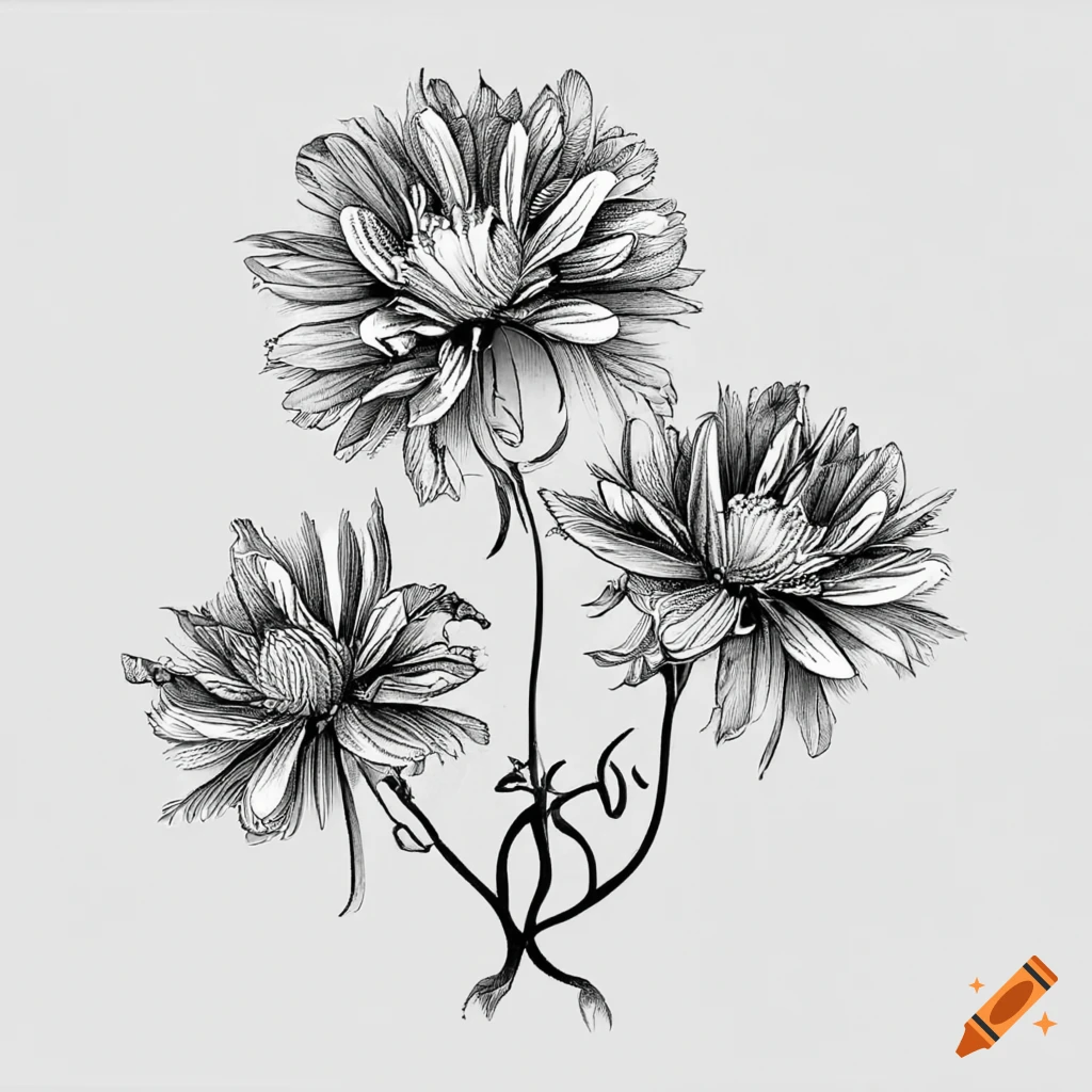 Aster september birth flower tattoo small simple Vector Image