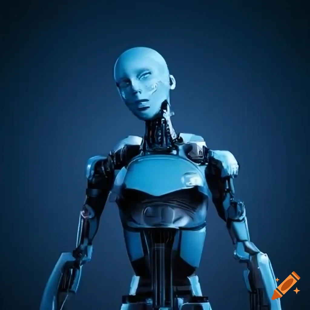 Futuristic robot covering only the left side of the image. The rest of ...