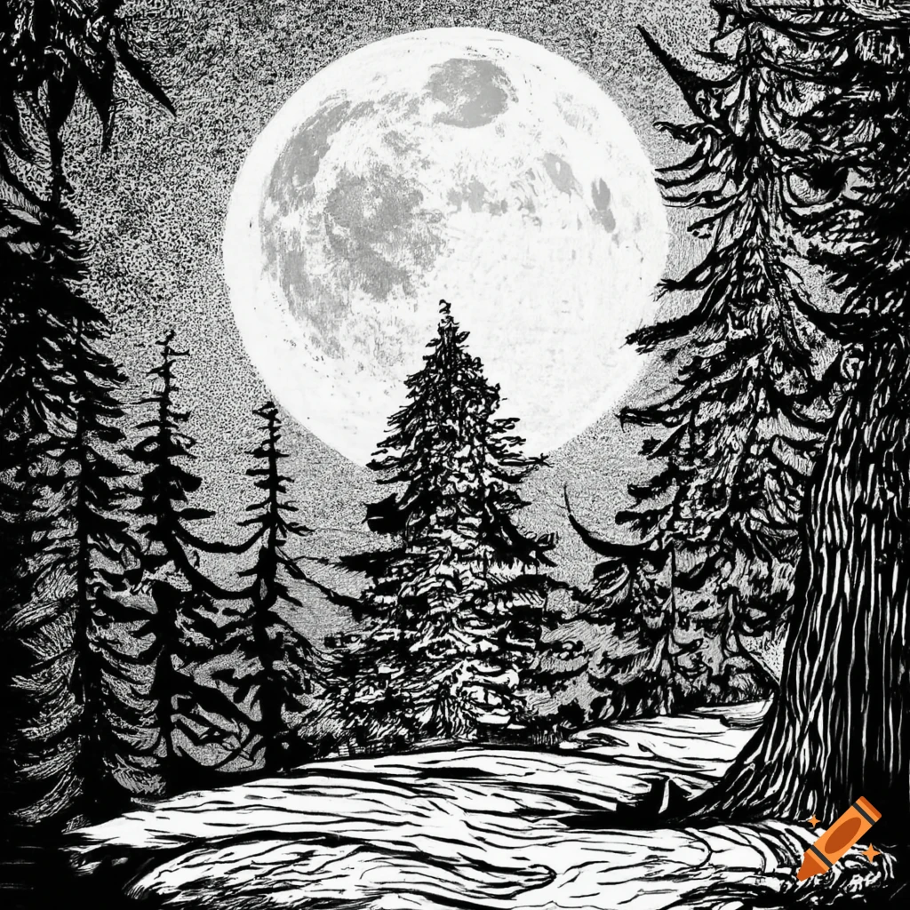 Full Moon Drawing Creative Fantasy Background | PSD Free Download - Pikbest