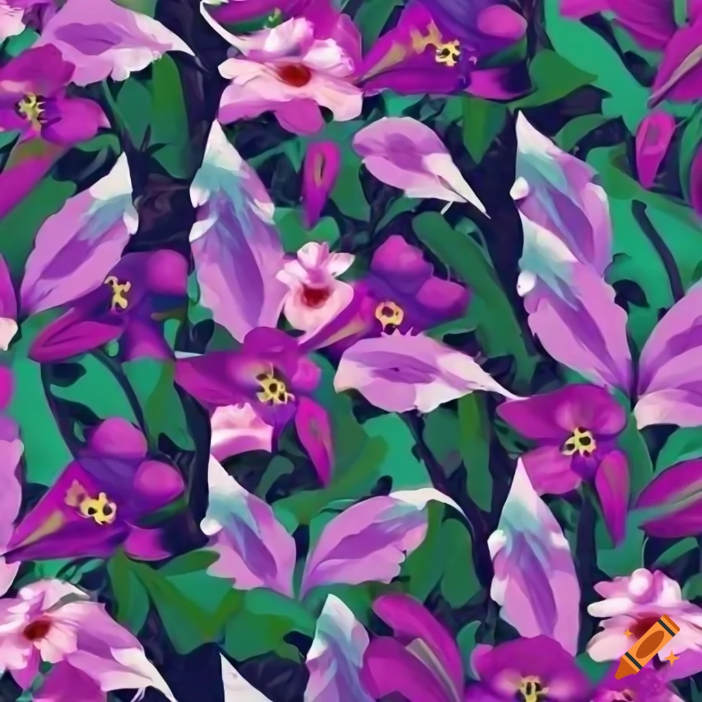 Background purple jungle flowers