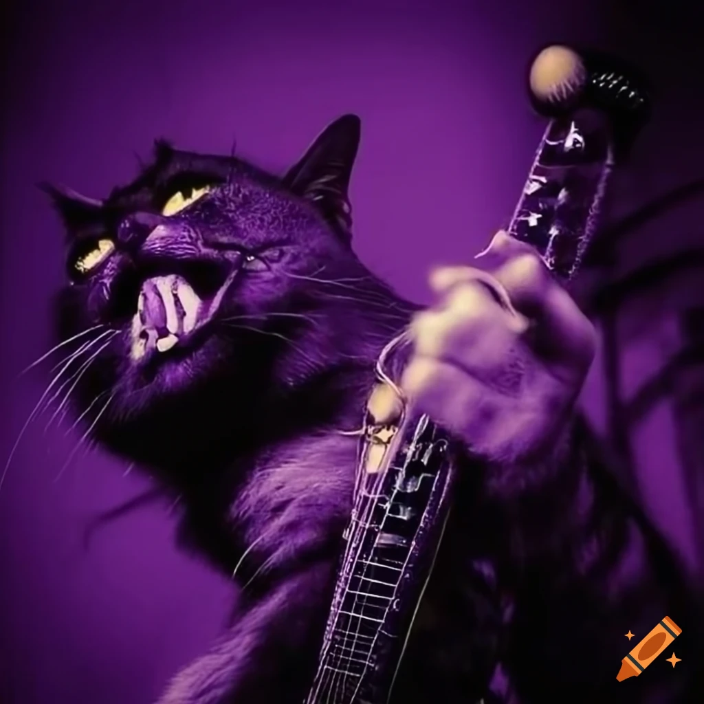 Blues music, cats, blues music, purple on Craiyon