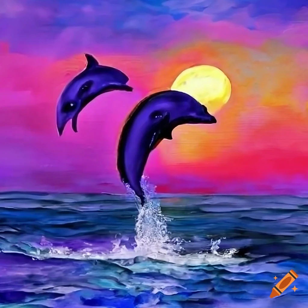 dolphins sunset purple