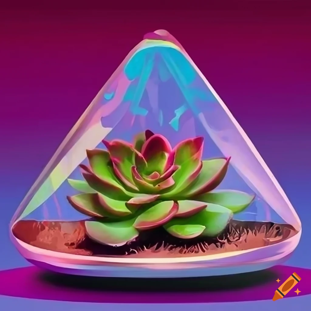 succulent-in-a-terrarium-in-the-shape-of-a-triangle-in-the-style-of-2d