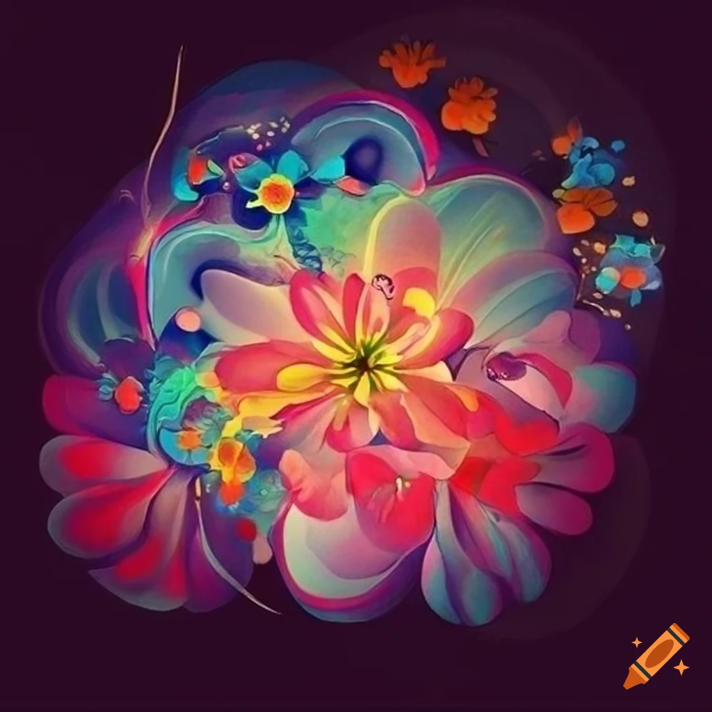 Japanese flowers abstract art on Craiyon