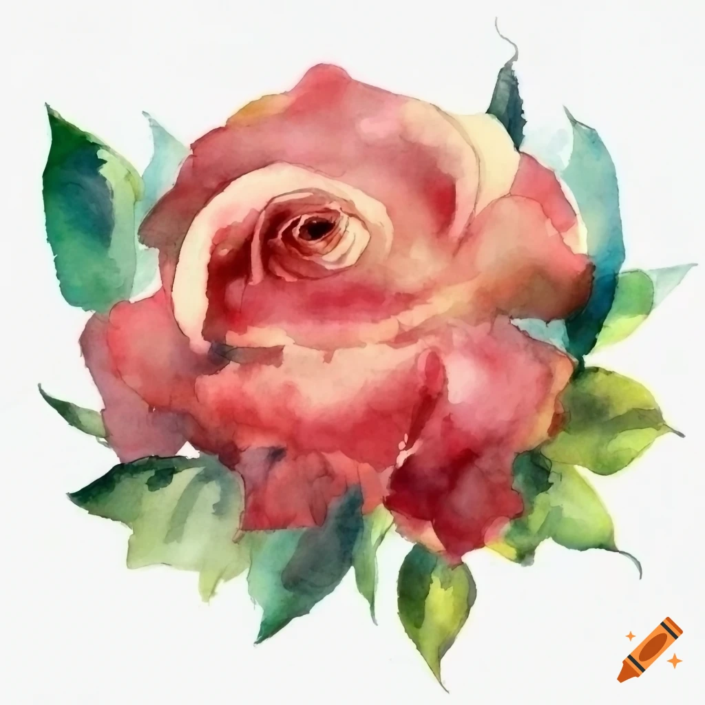 Watercolor, roses, clip art hd, on white background --ar 32 --s1000