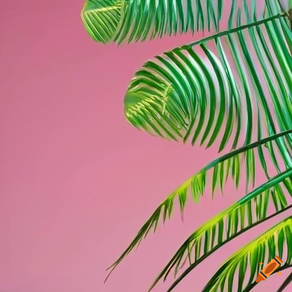 palm leaves on a pastel pink background