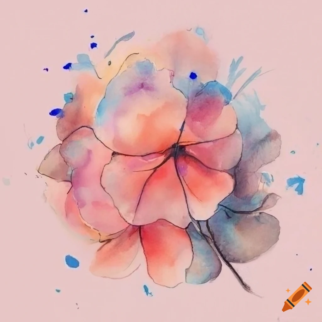 Soft peone flowers on white background in feminine watercolor-style ...