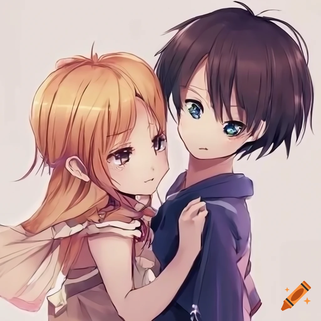 Anime, bust up, sibling, boy and girl, cute