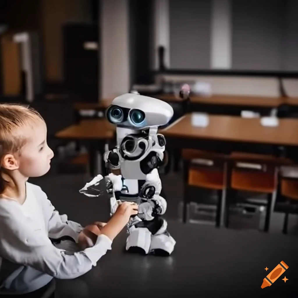 Robot teaching in school on Craiyon