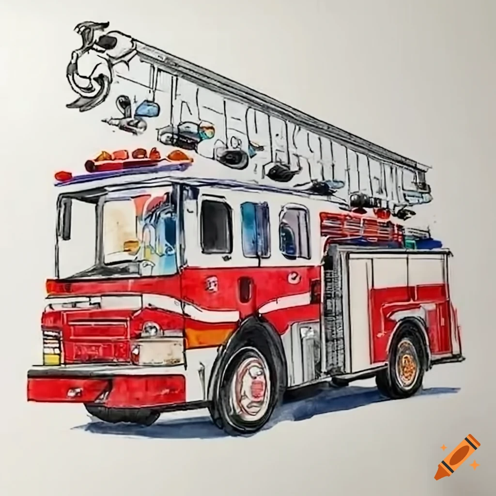 Firefighter, Fire Department, Fire Engine, Drawing, Red, Cartoon, Headgear,  Line, Firefighter, Fire Department, Fire Engine png | PNGWing