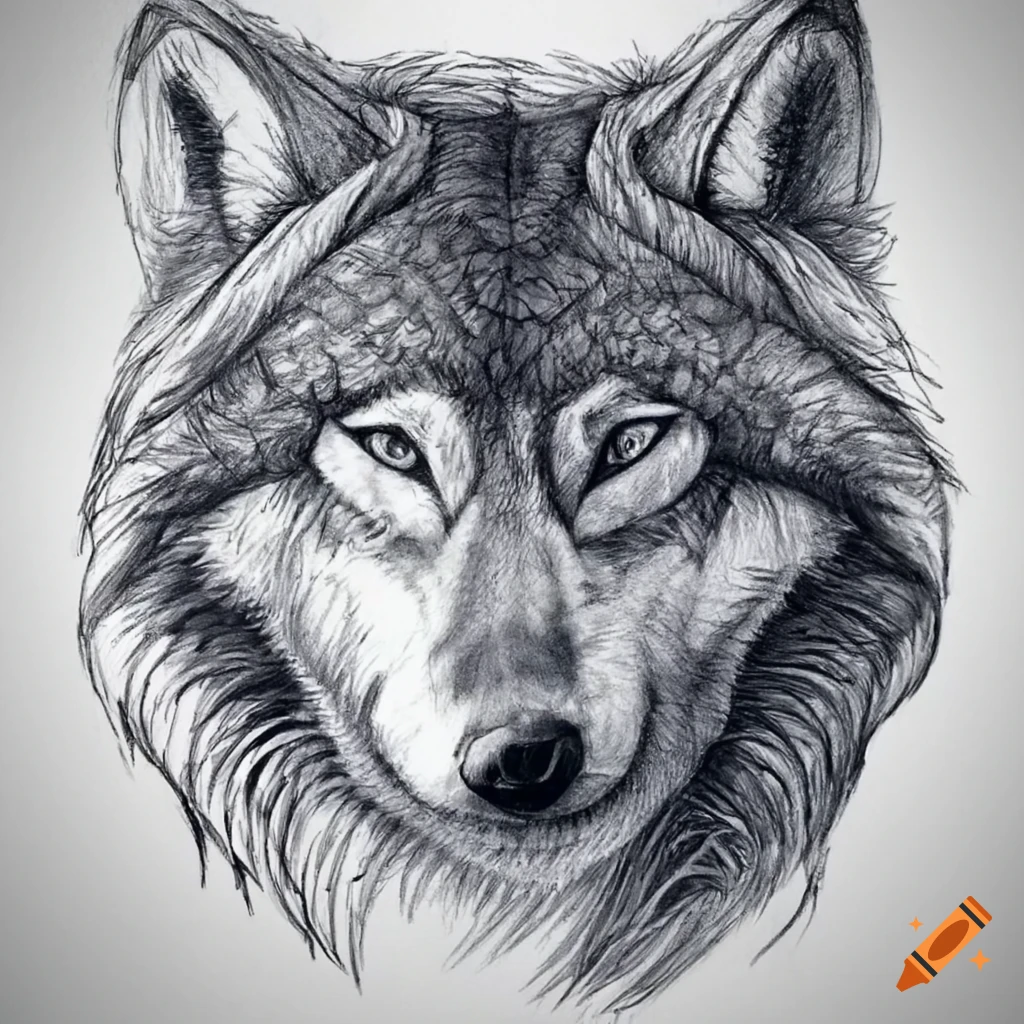 Wolf Sticker - Wolf Head Drawing Clipart (#24722) - PikPng