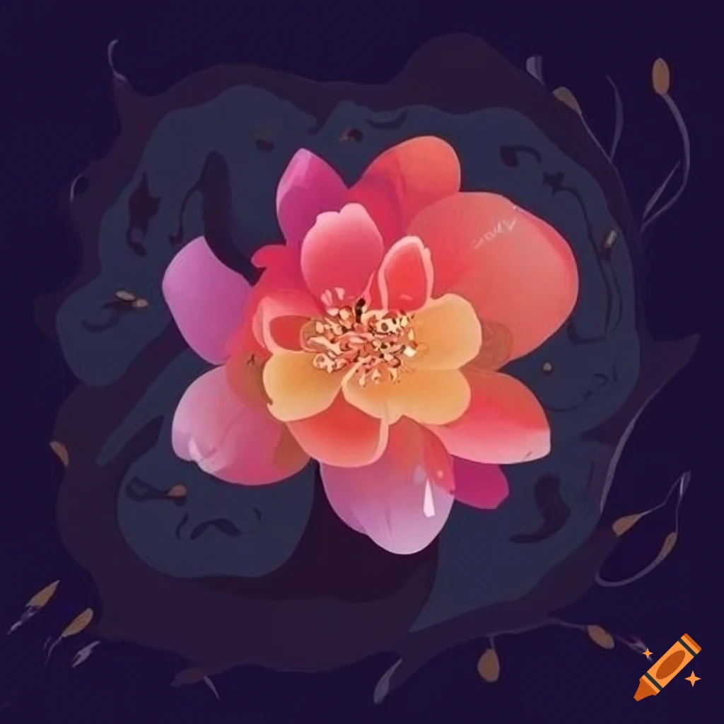 Japanese flowers abstract art on Craiyon